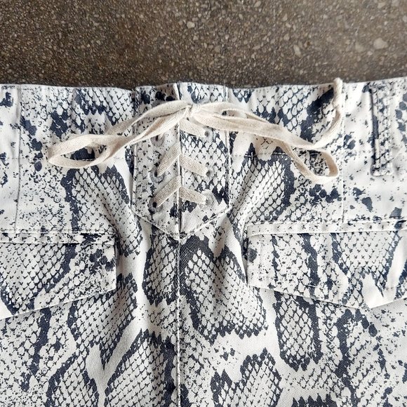 Pam & Gela Python Print Lace Up Cord Trim High Waisted Shorts - Picture 9 of 11